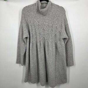 Free People Jaci Gray Mock Neck Babydoll Wool Blend Mini Sweater Dress Size XS
